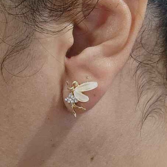 Fairy God & Rhinestone STUD DAINTY Fairytale EARRINGS - Picture 5 of 6